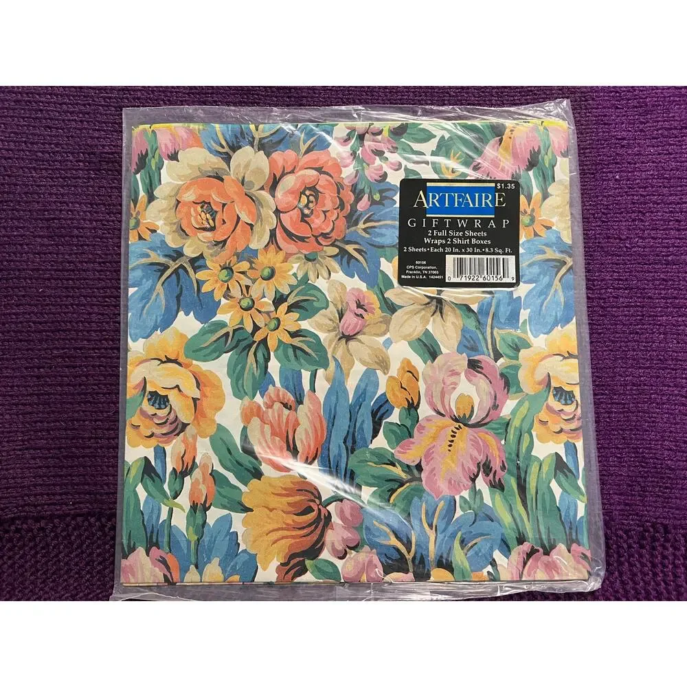 Artfaire wrapping paper floral pastel 1980s